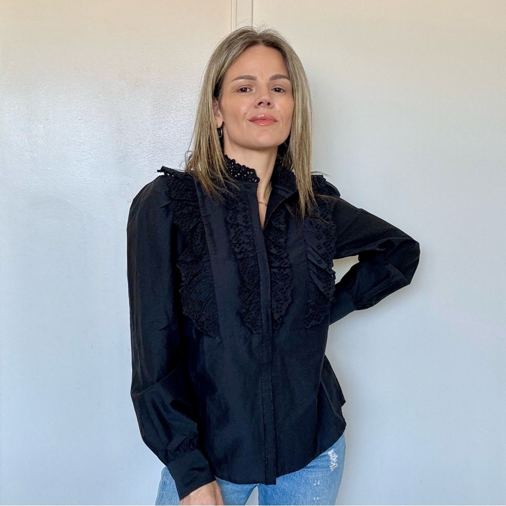 New The Westside Gemma Starlight Eyelet Top Black - Picture 3 of 11